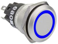 82-55511123 EAO 82 Series Illuminated Push Button Switch, Momentary, Panel Mount, 19mm Cutout, SPDT, Blue LED, 240V, IP65, IP67