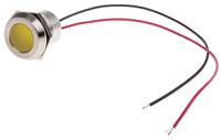 123-2432 RS PRO Yellow Panel Mount Indicator, 24V dc, 22mm Mounting Hole Size, Lead Wires Termination, IP67