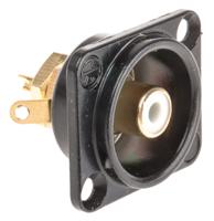 nf2d-b-9 Neutrik Black Panel Mount RCA Socket, Gold over Nickel, 16A