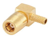 59k214-303l5 Rosenberger, Jack Cable Mount, Flange Mount SMB Connector, 50Ω, Crimp, Solder Termination, Right Angle Body