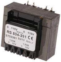 504-391 RS PRO 15V ac 2 Output Through Hole PCB Transformer, 3VA