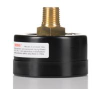 235-1299 RS PRO BSP 1/4 Analogue Vacuum Gauge 0bar Back Entry 50mm Outside Diameter