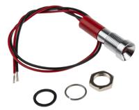 723-9426 RS PRO Red Panel Mount Indicator, 24V dc, 8mm Mounting Hole Size, Lead Wires Termination, IP67