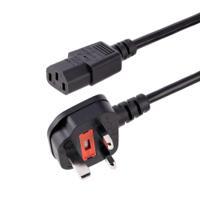 bs13u-1m-power-lead StarTech.com Right Angle Type G UK Plug to Straight IEC C13 Socket Power Cable, 1m
