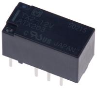 tx2-12v Panasonic PCB Mount Signal Relay, 12V dc Coil, 2A Switching Current, DPDT