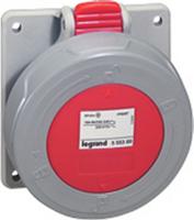 5-554-88 Legrand, P17 Tempra Pro IP66, IP67 Red Panel Mount 3P + E Industrial Power Socket, Rated At 32A, 415 V