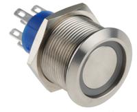 175-9677 RS PRO Illuminated Push Button Switch, Locking lever, Panel Mount, 22.2mm Cutout, DPDT, Red LED, 250V ac, IP67