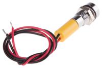 723-9438 RS PRO Yellow Panel Mount Indicator, 24V dc, 8mm Mounting Hole Size, Lead Wires Termination, IP67