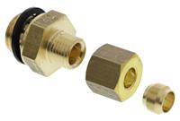 0101-06-13 Legris Brass Pipe Fitting, Straight Compression Coupler, Male G 1/4in to Female 6mm