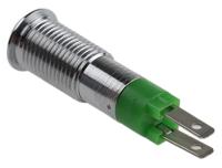 smcp08214 Signal Construct Green Panel Mount Indicator, 24V dc, 8mm Mounting Hole Size, Solder Tab Termination, IP67