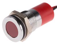 703-9077 RS PRO Red Panel Mount Indicator, 6 → 36V dc, 14mm Mounting Hole Size, Lead Wires Termination, IP67