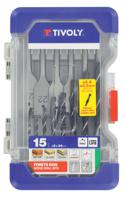 10802470001 Tivoly 15-Piece Wood Drill Bit Set for Wood, 22mm Max, 2mm Min