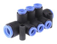 km11-08-12-6 6 Outlet Ports PBT Pneumatic Manifold Tube-to-Tube Fitting, Push In 8 mm