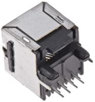 5557969-1 TE Connectivity 5557969 Series Female RJ45 Connector, Through Hole, Cat3 Straight 1 Port 8P8C -Way