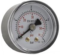 192-6376 RS PRO Analogue Pressure Gauge 10bar Back Entry 40mm Outside Diameter, With RS Calibration