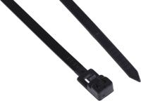 811-1811 RS PRO Cable Tie, Releasable, 300mm x 4.5 mm, Black Nylon, Pk-100
