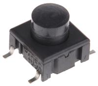 3esh9-095 MEC IP67 Black Button Tactile Switch, SPST 50 mA @ 24 V dc 4.4mm PCB