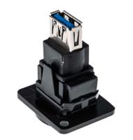 916-0224 RS PRO Straight, Panel Mount, Socket to Socket- Dual Port Type B to A 3.0 USB Connector