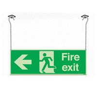 146-384 Polypropylene Fire Exit Left, Fire Exit, English, Exit Sign