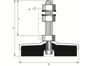 10534 Serious 16mm 98mm Dia. Rubber Levelling Adjustable Foot, 1000kg Static Load Capacity