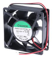 pmd1207ptb1-a2gn Sunon PMD Series Axial Fan, 12 V dc, DC Operation, 83.3m³/h, 4.4W, 370mA Max, 70 x 70 x 25mm