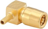 59k204-301l5 Rosenberger, Jack Cable Mount SMB Connector, 50Ω, Crimp, Solder Termination, Right Angle Body