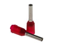 9021950000 Weidmuller Insulated Crimp Bootlace Ferrule, 8mm Pin Length, 1.4mm Pin Diameter, 1mm² Wire Size, Red