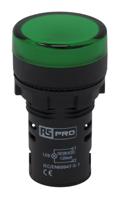763-7921 RS PRO, Panel Mount Green LED Pilot Light, 22mm Cutout, IP65, Round, 110V ac