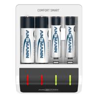 1001-0092-01 Ansmann Comfort Smart Battery Charger For NiMH AA, AAA 4 Cell 1.2V 400mA, Batteries Included
