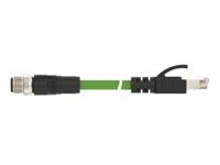 tcd14741111-002 TE ConnectivityTCD1474, 1m Cat5e, Green M12 to Male RJ45 Male Shielded, Terminated PVC Sheath