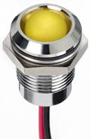 130-1081 RS PRO Yellow Panel Mount Indicator, 12V dc, 14mm Mounting Hole Size, Lead Wires Termination, IP67