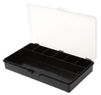 132480 Raaco 7 Cell Black PP Compartment Box, 41mm x 271mm x 173mm
