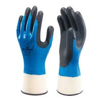 sho377 Showa Blue Polyester Nylon, Polyester Work Gloves, Size 6, Nitrile Foam Coating