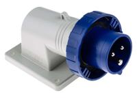 2471693 Scame IP66, IP67 Blue Wall Mount 2P + E Right Angle Industrial Power Plug, Rated At 16A, 230 V