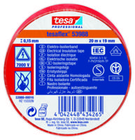 53988-00016-00 Tesa 53988 Red Soft PVC Electrical Insulation Tape, 19mm x 20m