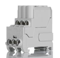 1561910000 Weidmuller Distribution Block, 6 Way, 10 mm², 25 mm², 100A, 690 V ac/dc, Grey