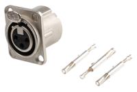 nc3fd-lx-ha Neutrik Panel Mount XLR Connector, Female, 50 V, 3 Way, Silver over Nickel Plating