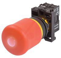 73000196-m22-pvl-k12-r Eaton M22 Series Pull Release Illuminated Emergency Stop Push Button, Panel Mount, 22mm Cutout, 2NO + 2NC, IP67, IP69K