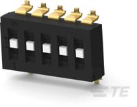 tds05sgrstr04 TE Connectivity 5 Way Surface Mount DIP Switch SPTT, Recessed Actuator