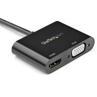 dp2vgahd20 StarTech.com 2 port DisplayPort to HDMI, VGA Adapter, 200mm Length - 1920 x 1080, 3840 x 2160 Maximum Resolution