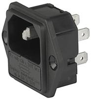 62002100 Schurter C14 Panel Mount IEC Connector Male, 10A, 250 V, Fuse Size 5 x 20mm