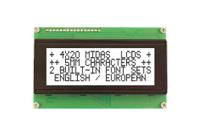mc42005a6wk-fptlw-v2 Midas MC42005A6WK-FPTLW-V2 Alphanumeric LCD Alphanumeric Display, 4 Rows by 20 Characters