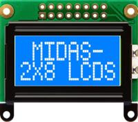 mc20805b6w-bnmlw-v2 Midas MC20805B6W-BNMLW-V2 Alphanumeric LCD Alphanumeric Display, 2 Rows by 8 Characters