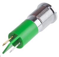 703-9049 RS PRO Green Panel Mount Indicator, 6 → 36V dc, 14mm Mounting Hole Size, Solder Tab Termination, IP67