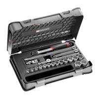 j161-3p12 Facom 20-Piece Metric 3/8 in Standard Socket Set with Ratchet, 12 point