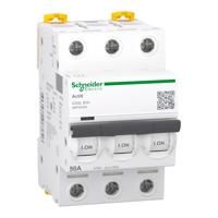 a9f93350 Schneider Electric Acti9 A9F MCB, 3P, 50A Curve B, 440V AC, 180V DC, 70 kA Breaking Capacity