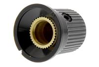 259-6941 RS PRO 16mm Black Potentiometer Knob for 6.4mm Shaft Splined