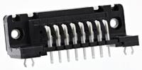 09662526612 HARTING 15 Way Right Angle Through Hole D-sub Connector Socket, 2.74mm Pitch, with 4-40 UNC Threaded Inserts, Boardlocks