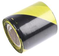 763-2109 RS PRO Black/Yellow LDPE 100m Barrier Tape, 0.05mm Thickness