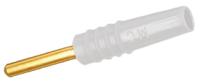 222609-29 Staubli White Male Test Plug, 2mm Connector, Solder Termination, 10A, 30 V, 60V dc, Gold Plating